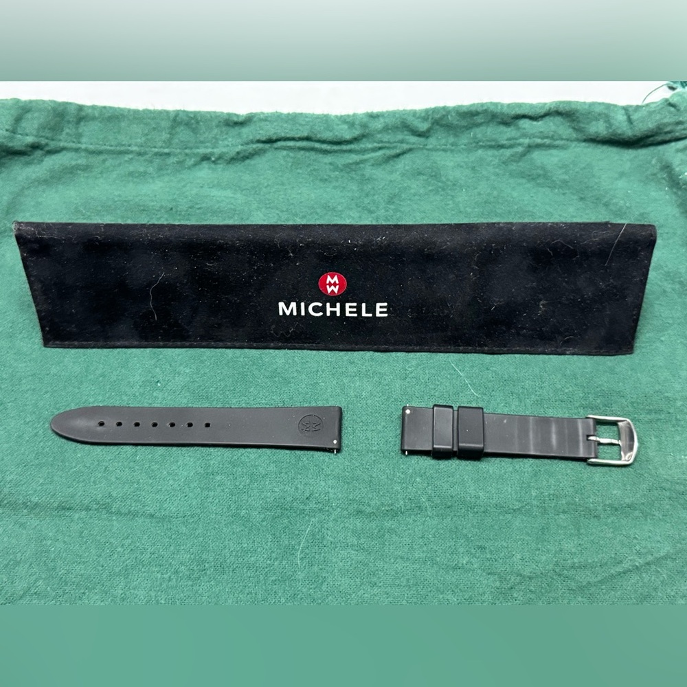 Michele women’s watch band rubber charcoal